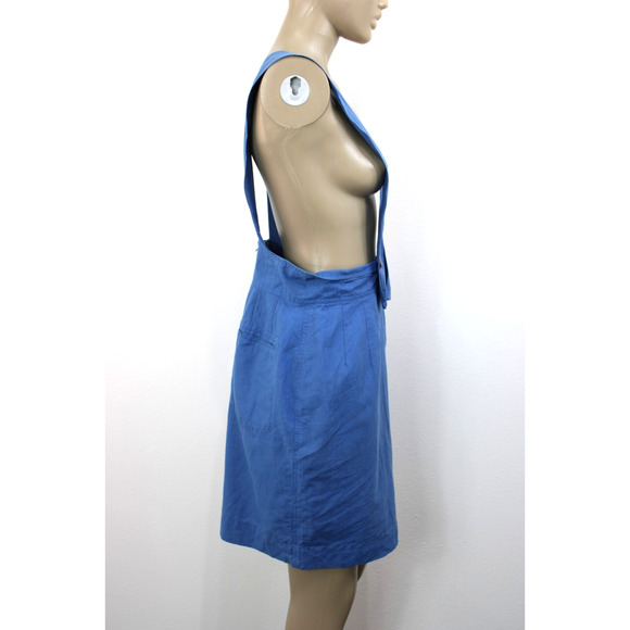 Dennis Goldsmith Overalls Jumper Skirt Dress Size 12 Blue Pocket 90s - Picture 4 of 11